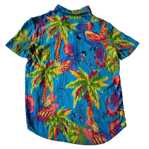 Farm Rio M Sunny Day Unisex Button Shirt Parrot Macaw Bird Blue Tropical Womens - Picture 6 of 9